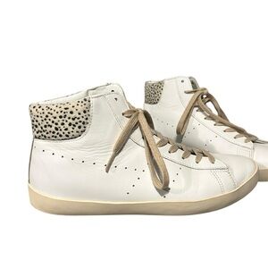 Gola Nova High Safari White Leather Cheetah Sock Lining High Top Sneaker W9 VGC